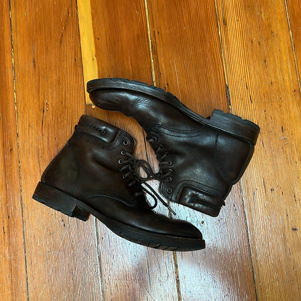 FRYE mens combat boots. Brown leather. New soles!